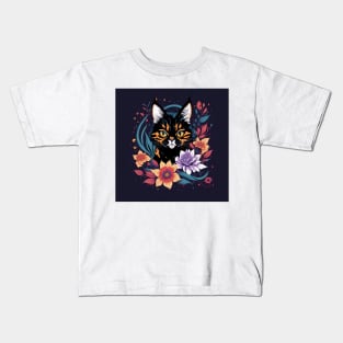 Floral Cat Kids T-Shirt